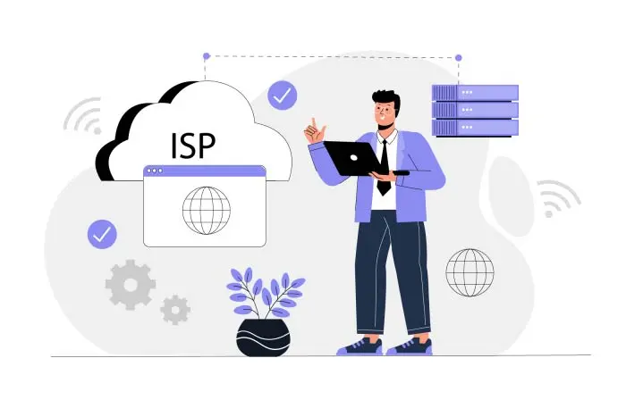 ISP Internet Service Concept Flat Vector Illustration